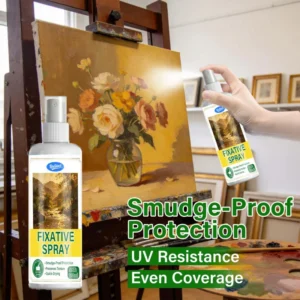 KineShineX professional art fixative spray 120ml for protecting charcoal, sketch, and oil paintings