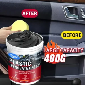 KineShineX 400g Auto Plastic Trim Restorer Wax for restoring shine to faded dashboards, leather seats, and rubber seals