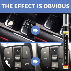 KineShineX Automotive Plastic Interior Touch-Up Paint Pen for repairing black plastic buttons, steering wheels, and dashboards.