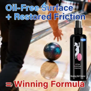 KineShineX professional bowling ball cleaner spray for removing oil, scuffs, and marks to restore friction.