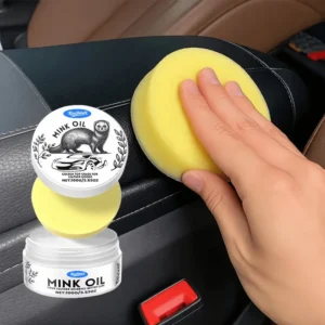 KineShineX Car Interior Care Wax for leather seats, dashboard, and plastic trim with mink oil formula