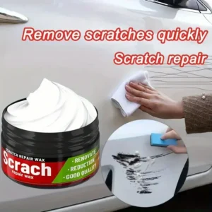KineShineX Car Scratch Removal Wax showing before and after use effect for paint restoration