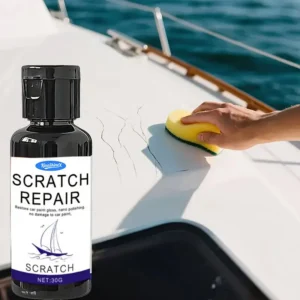 KineShineX Car Scratch Repair Cream with sponge applicator effectively removes light scratches, swirl marks, and surface oxidation from car paint.