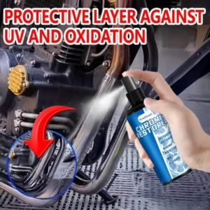 KineShineX Chrome Restorer Spray for car metal parts, window trims, and door frames with included towel