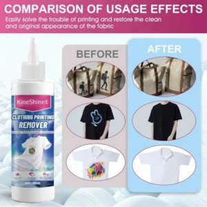 Professional clothing glue remover 125ml safely removes adhesive stains and prints from various fabrics