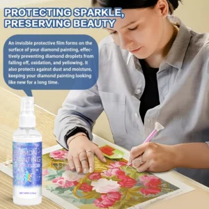 KineShineX Diamond Painting Sealer Spray creates an invisible protective film to prevent diamond loss and yellowing