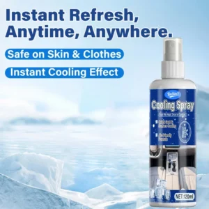 KineShineX portable cooling spray for instant body and surface refreshment, 120ml bottle.