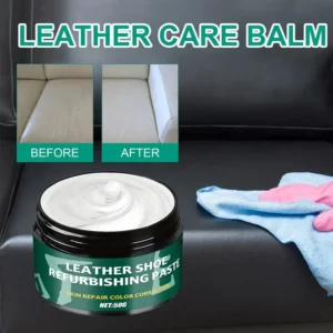 KineShineX leather cleaning balm used for restoring furniture, car seats, and luxury leather bags