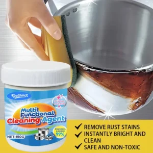 KineShineX multi-purpose metal polishing paste for removing rust and stains from stainless steel and chrome surfaces.
