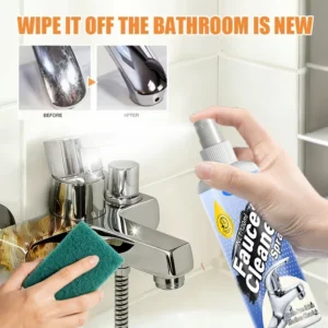 KineShineX Shower Head Descaler Cleaner with sponge for instantly removing limescale and polishing bathroom fixtures